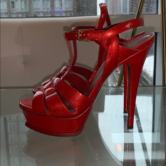 red ysl tribute sandals